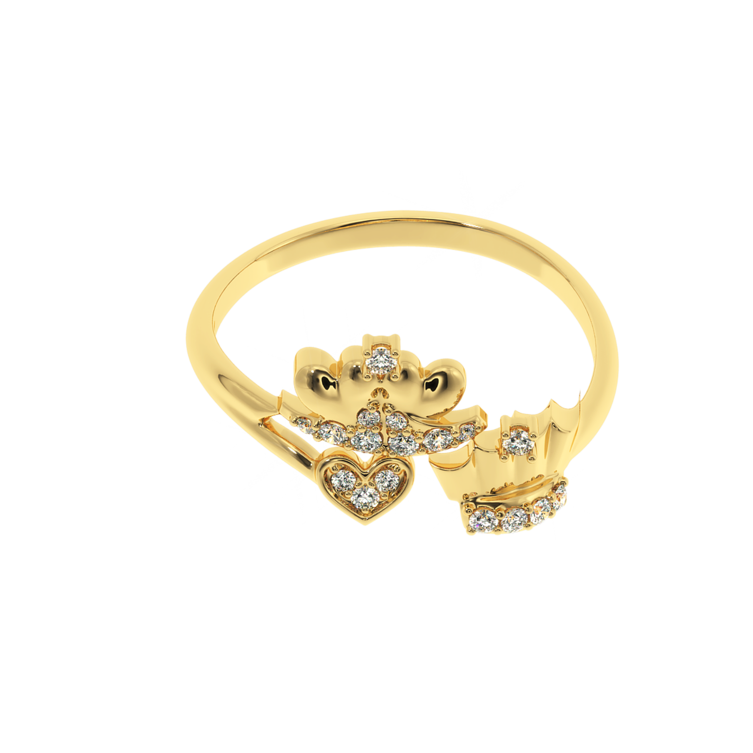 Solitairekart King & Queen Lab Diamond Ring 0.15ct in 14K YG